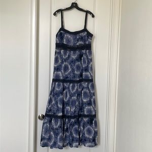 MICHAEL by Michael Kors Blue Faux-Tiered Maxi Dress, Size 14
